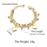 Nextvance Chain Link gold heart charm bracelet stainless steel jewelry for women adjustable length 21cm weight 18g