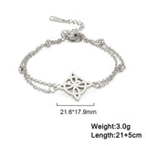 Silver stainless steel knot pendant anklet with adjustable chain and intricate design
