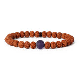 Royal Green Tiger Eye Vajra bracelet with natural rudraksha beads and meditation design