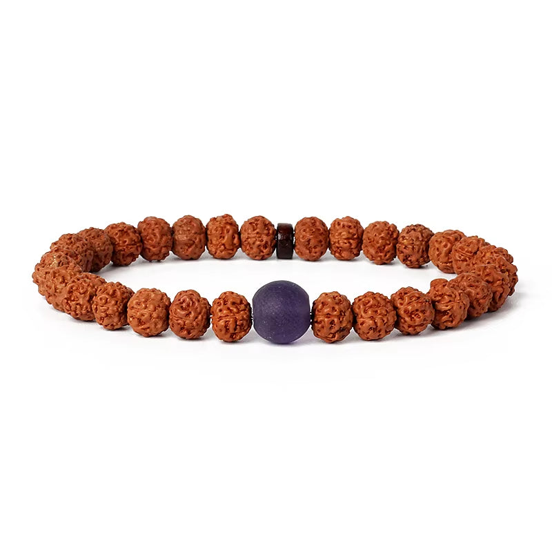 Royal Green Tiger Eye Vajra bracelet with natural rudraksha beads and meditation design