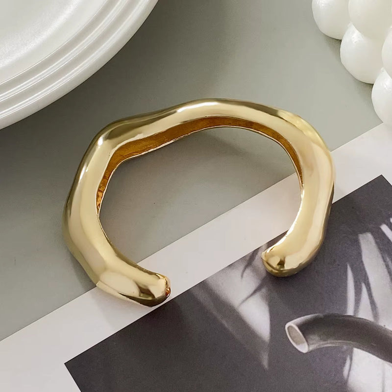 Punk vintage irregular chunky gold cuff bangle bracelet for women and men