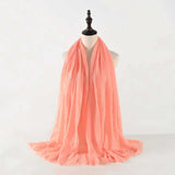 Muslim Women Scarves and Shawls with Loose Edges and Imitation Cotton and Linen Hijabs