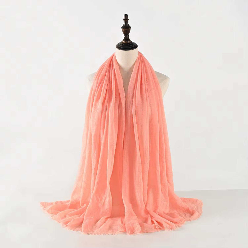 Muslim Women Scarves and Shawls with Loose Edges and Imitation Cotton and Linen Hijabs