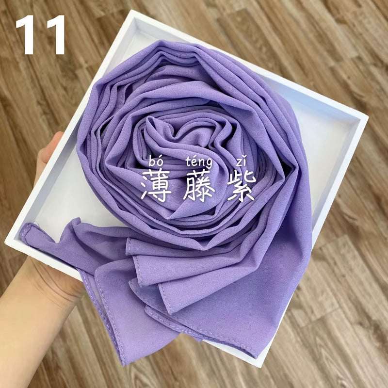 Muslim Chiffon Hijab Scarf Women 2020 Islam Scarves Solid Color Shawl Head Wrap Islamic Hijabs Headscarf Foulard Femme Musulman