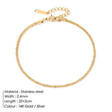 316L stainless steel gold anklet with adjustable chain 20+3cm length 2.4mm width