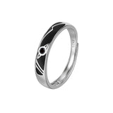 silver Dream Planet Couple Ring with black geometric planet design, made of 925 sterling silver