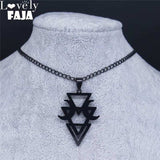 Gothic Moon and Pentagram Stainless Steel Neckless for Women Black Witchcraft Necklaces & Pendants Jewelry N4136S03