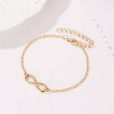 Golden silver color infinity bracelet with number 8 charm for women