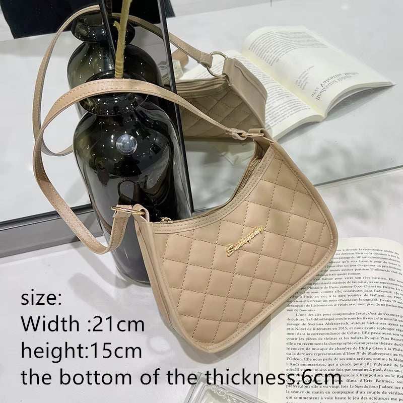 Beige quilted crossbody ball purse for teenagers with adjustable strap and gold-tone logo detail