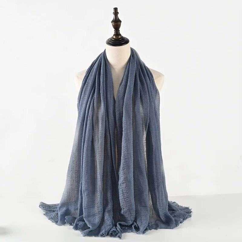 Muslim Women Scarves and Shawls with Loose Edges and Imitation Cotton and Linen Hijabs
