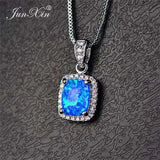 Female Luxury Necklaces White/Purple Necklaces & Pendants Fashion Blue Fire Opal Necklaces for Women Vintage Wedding Jewelry