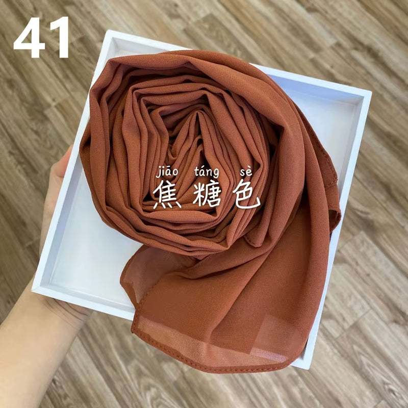 Muslim Chiffon Hijab Scarf Women 2020 Islam Scarves Solid Color Shawl Head Wrap Islamic Hijabs Headscarf Foulard Femme Musulman