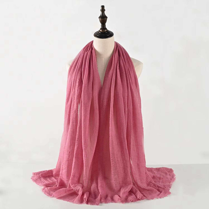 Muslim Women Scarves and Shawls with Loose Edges and Imitation Cotton and Linen Hijabs