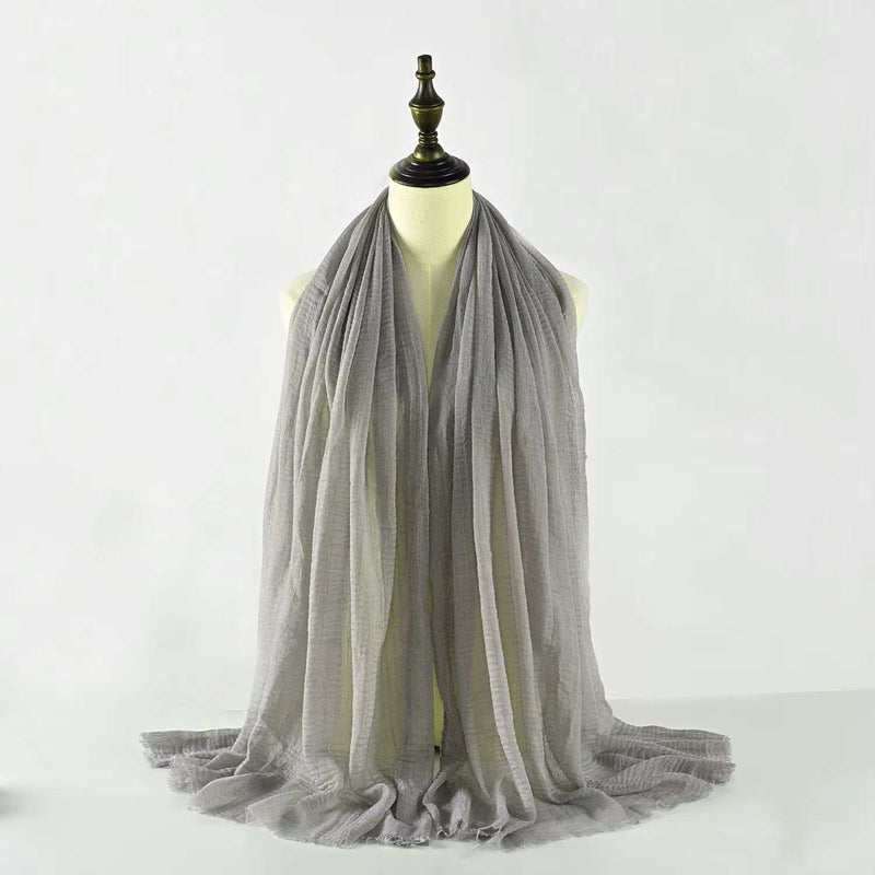 Muslim Women Scarves and Shawls with Loose Edges and Imitation Cotton and Linen Hijabs