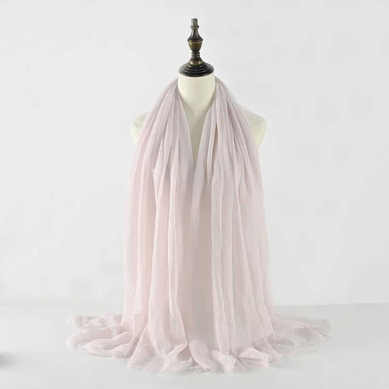 Muslim Women Scarves and Shawls with Loose Edges and Imitation Cotton and Linen Hijabs