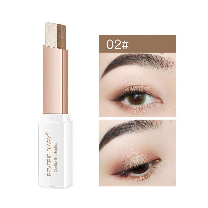 Lazy Eyeshadow Stick Stereo Gradient Shimmer Double Color Eye Shadow Pen Waterproof Easy to Wear Eyeshadow