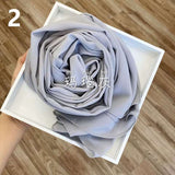 Muslim Chiffon Hijab Scarf Women 2020 Islam Scarves Solid Color Shawl Head Wrap Islamic Hijabs Headscarf Foulard Femme Musulman