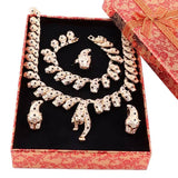 Handmade Dubai Gold Color Colorful Crystal Leopard Jewelry Sets Fashion Nigerian Wedding African Costume Dubai Jewelry Sets