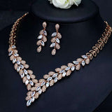 Dubai gold color necklace and earrings set with cubic zirconia crystals