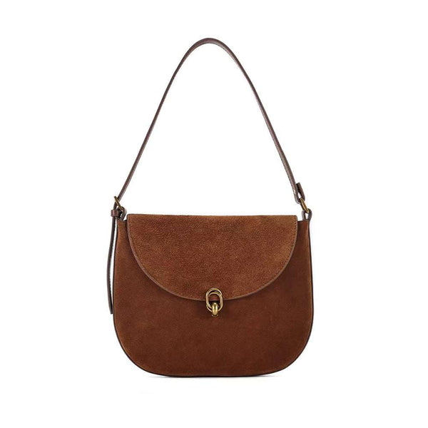 Luxury Brand Rodeo Women Bags brown genuine cowhide leather suede shoulder bag with flap and hasp closure