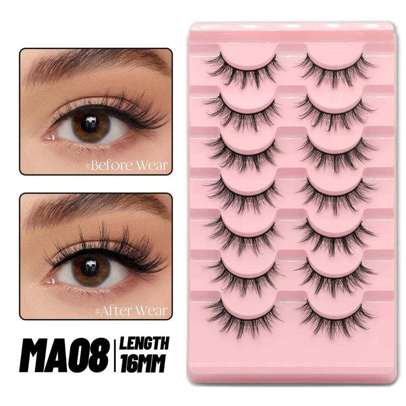 3D Faux Mink Cat Eye & Fox Eye Lashes Fluffy False Eyelashes Natural Look Extensions for Makeup & Daily Wear