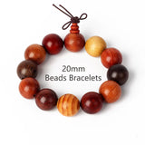 Royal Green Tiger Eye Vajra 20mm natural wooden bead meditation bracelet