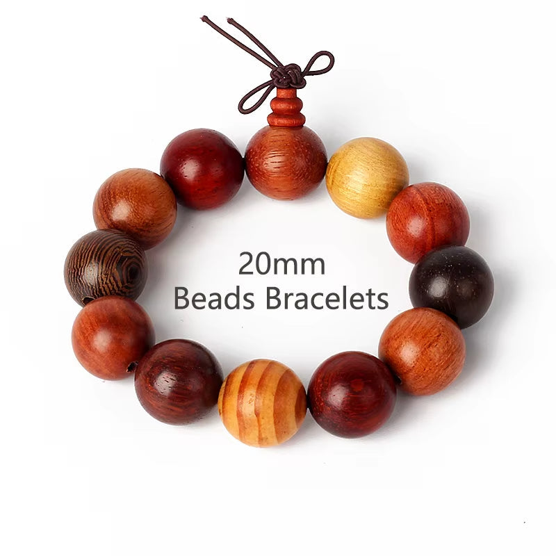 Royal Green Tiger Eye Vajra 20mm natural wooden bead meditation bracelet