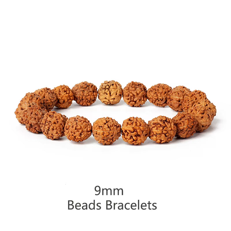 Natural Rudraksha bead bracelet for meditation and prayer, 9mm beads, unisex style