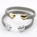 vintage stainless steel bracelets with gold and silver heart ends