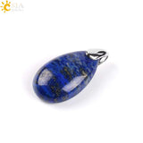 CSJA Natural Gem Stone Pendant Water Drop Necklaces Pendants Tiger Eye Lapis Lazuli Clear Crystal Opal Healing Jewellery E526