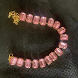 Big Rectangle Stone pink rhinestone bracelet with gold chain luxury charm jewelry for women
