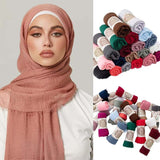 Muslim Women Scarves and Shawls with Loose Edges and Imitation Cotton and Linen Hijabs