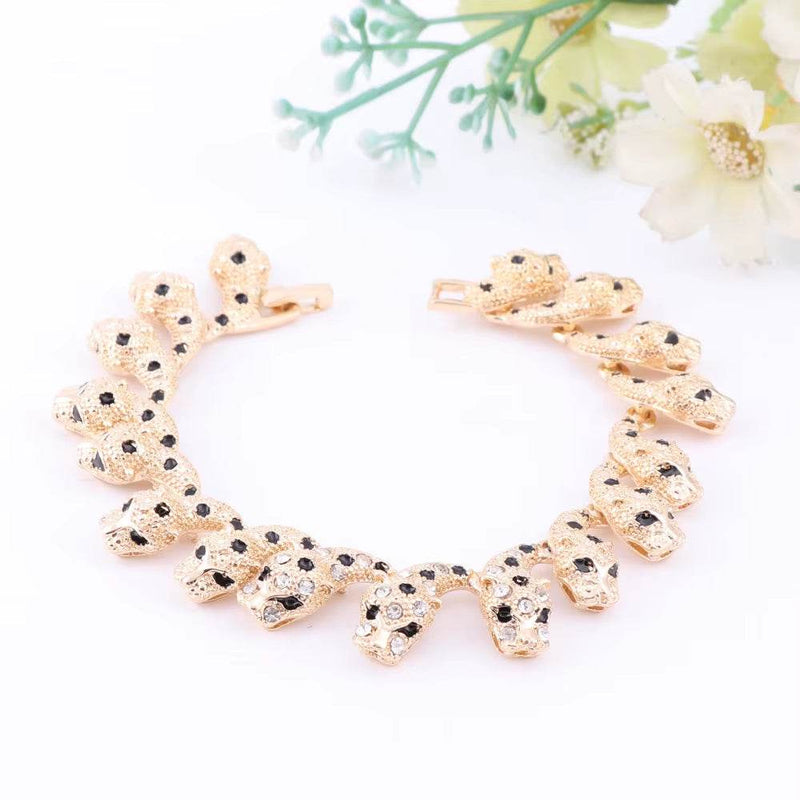 Handmade Dubai Gold Color Colorful Crystal Leopard Jewelry Sets Fashion Nigerian Wedding African Costume Dubai Jewelry Sets