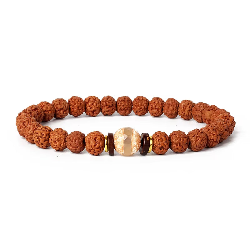 Royal Green Tiger Eye Vajra Rudraksha beaded meditation bracelet