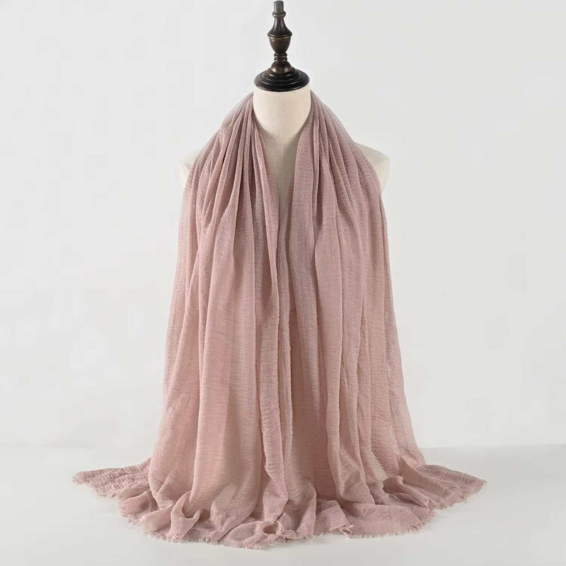 Muslim Women Scarves and Shawls with Loose Edges and Imitation Cotton and Linen Hijabs