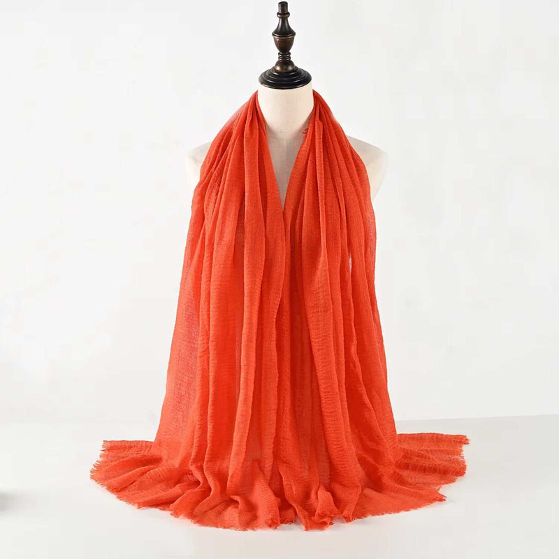 Muslim Women Scarves and Shawls with Loose Edges and Imitation Cotton and Linen Hijabs
