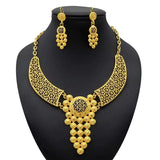 Indian Gold Colour Jewelry Sets Wedding Nigerian Necklace and Earrings 24K Gold Plated Jewellery Bridal Dubai Luxury Party Gifts