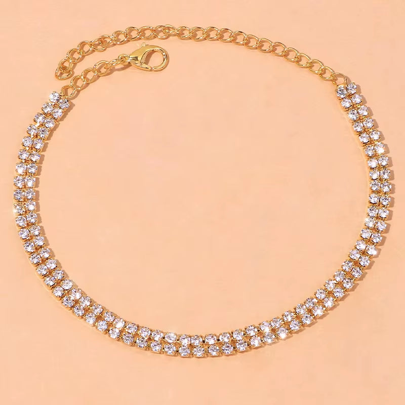 Crystal Lozenge rhinestone anklet jewelry for women summer beach accessories