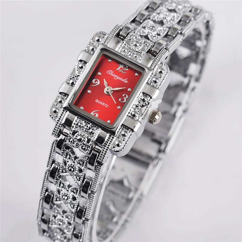 Women Watch Rectangle Dial Silver Stainless Steel Crystal Watches Fashion Quartz for Women Ladies Major Relojes Hot Sale Relojes