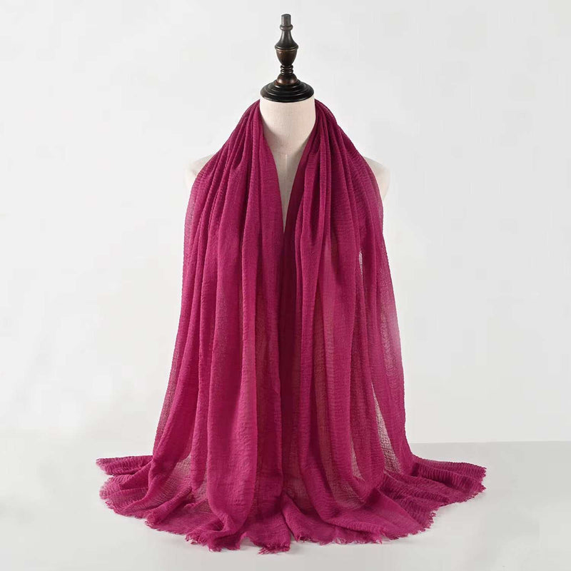 Muslim Women Scarves and Shawls with Loose Edges and Imitation Cotton and Linen Hijabs
