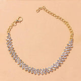 Crystal lozenge rhinestone anklet beach accessory for women summer style jewelry