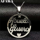 Grandmother Stainless Steel Statement Necklace Women Jewlery Silver Color Necklaces & Pendants Jewelry Navidad N18021