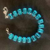 Big Rectangle Stone large turquoise rhinestone bracelet for women luxury hand jewelry