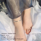 316L stainless steel anklet on ankle with 4mm width and 20+3cm length in silver color