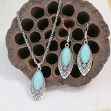 Vintage Blue European American Necklace Earrings Jewelry Sets Crystal Jewellery Sets for Women Stone Necklaces & Pendants Gift
