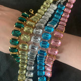 Colorful big rectangle stone rhinestone bracelets for women hand jewelry luxury charm bangles