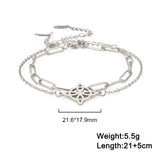 Silver Knot Pendant Anklet with adjustable chain and geometric design, stainless steel, 21.6x17.9mm pendant size