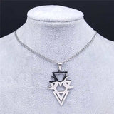 Gothic Moon and Pentagram Stainless Steel Neckless for Women Black Witchcraft Necklaces & Pendants Jewelry N4136S03
