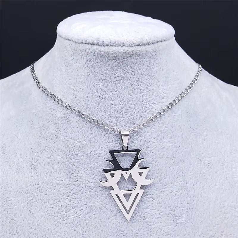 Gothic Moon and Pentagram Stainless Steel Neckless for Women Black Witchcraft Necklaces & Pendants Jewelry N4136S03