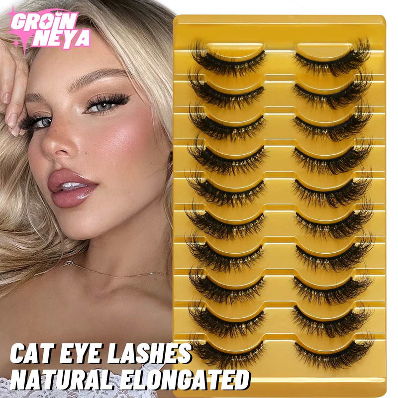 3D Faux Mink Cat Eye & Fox Eye Lashes Fluffy False Eyelashes Natural Look Extensions for Makeup & Daily Wear